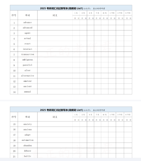 考研 | 2025考研词汇闪过带背本默写本无水印pdf分享-蛋窝窝